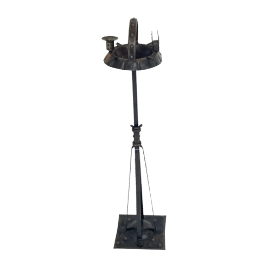 Hugo Berger - Standing Ashtray With Holder For A Candle And Matchbox - Wrought Iron - Arts & Craf 1