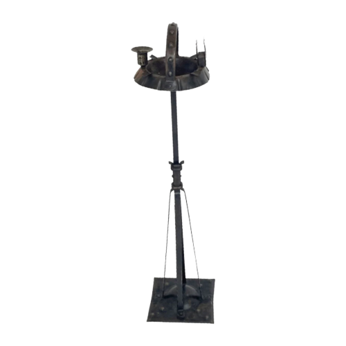 Hugo Berger - Standing Ashtray With Holder For A Candle And Matchbox - Wrought Iron - Arts & Craf