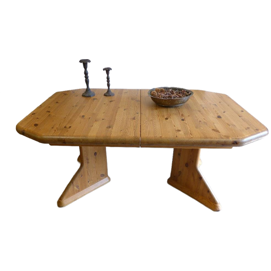 Prachtige Deense Uitschuifbare Brutalistische Eettafel 1