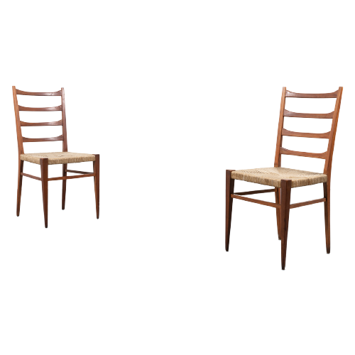 1960’S Pair Of Italian Modern Architectural Chairs / Eetkamerstoelen