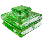 Vintage Strakke Duitse Poederdoos Emerald Groen Kristal Sieradendoos 1940’s thumbnail 1