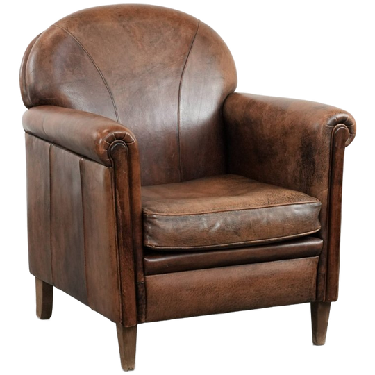 Mooie Vintage Schapenleren Fauteuil/armchair Met Een Karaktervolle Uitstraling 1