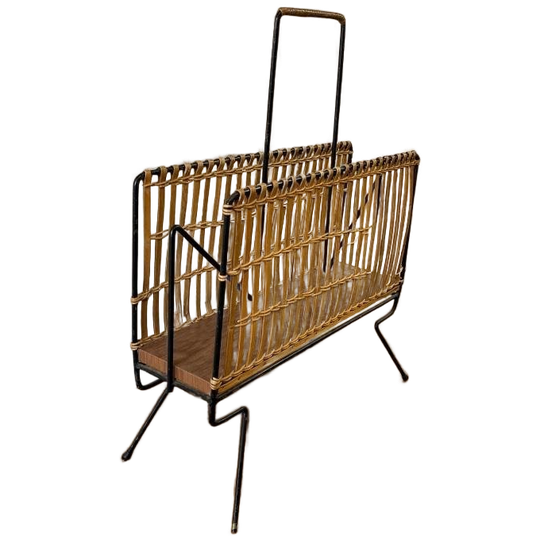 Vintage Rotan Krantenhouder/ Lectuurbak 1