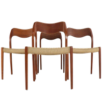 Set 4 Niels O Moller Stoelen Model 71 Vintage Nieuw Papercord