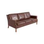 Vintage Brown Leather Sofa From Mogens Hansen Denmark 1980’s thumbnail 1