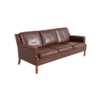 Vintage Brown Leather Sofa From Mogens Hansen, Denmark 1980’S thumbnail 1