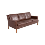 Vintage Brown Leather Sofa From Mogens Hansen, Denmark 1980’S