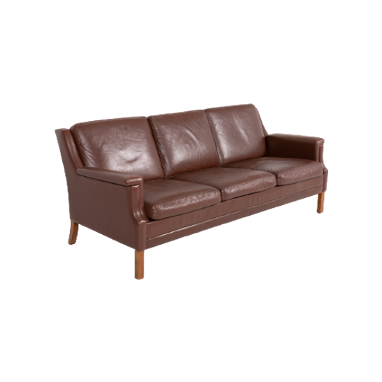 Vintage Brown Leather Sofa From Mogens Hansen Denmark 1980’s 1