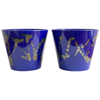 Set Van 2 Blauwe W. Germany Blauwe Bloempotten