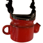 Vintage Hangpot Rood Keramieke Bloempot thumbnail 1