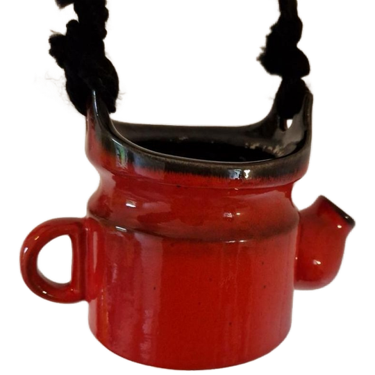 Vintage Hangpot Rood Keramieke Bloempot 1