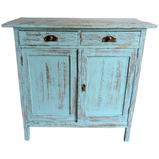 Brocante Blauwe Geleefde Kast Ibiza 1