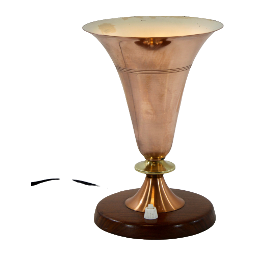 Mcm - Copper - ‘Trumpet’ Table Lamp - Made By Phillips, Probably Louis Kalff