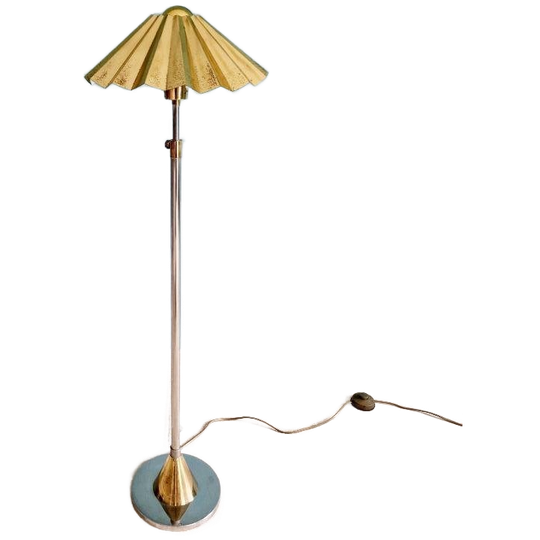Lampe Sur Pied En Métal Chromé Et Laiton, 1970 1