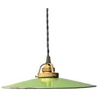 Groen Emaille Hanglamp Met Messing Armatuur