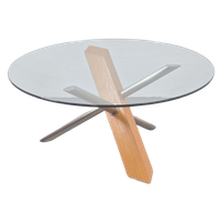 Vintage Moderne Salontafel Hout Glas Design Rond ’90 Italië