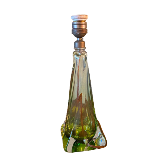 Val Saint Lambert Belgische Kristal Groene Tafellamp 1