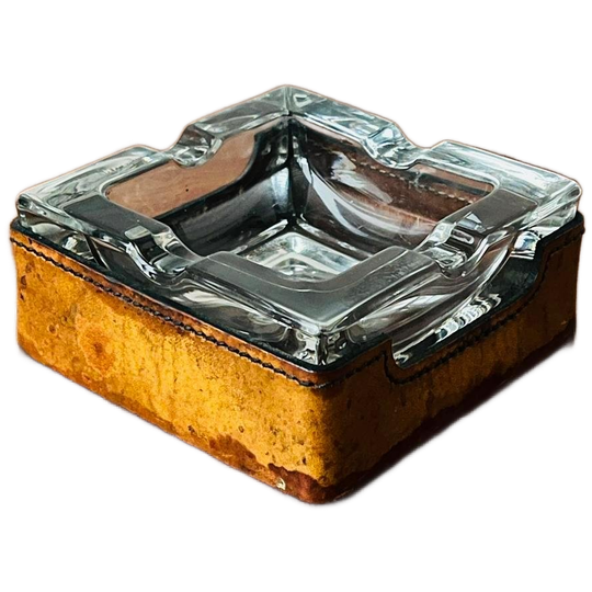 Asbak Kristal En Leer Door Goldpfeil Met Walther Glas 1