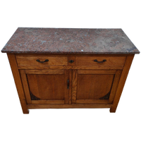 Vintage Frans Dressoir Commode, Ladekast Badkamermeubel Met Marmer Blad 105
