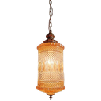 Grote Hanglamp Van Glas En Messing, Type Lantaarn, 1960 thumbnail 1
