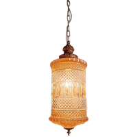 Grote Hanglamp Van Glas En Messing, Type Lantaarn, 1960