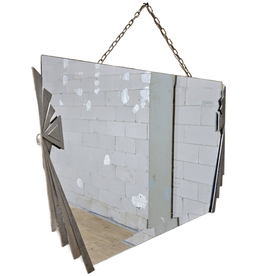 Unieke Antieke Art Deco Facet Geslepen Spiegel (77x49cm) Unique Antique Art Deco Mirror 1