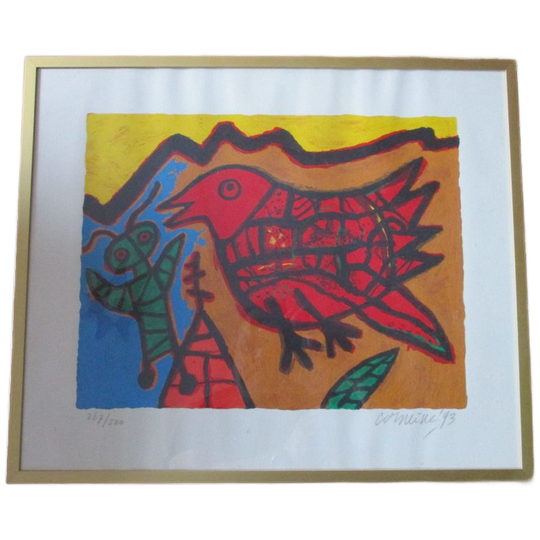 Corneille Zeefdruk Oiseau 1993 Vintage Cobra 1