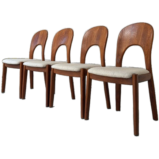 Set Van 4 Vintage Houten Koefoeds Hornslet Stoelen 1