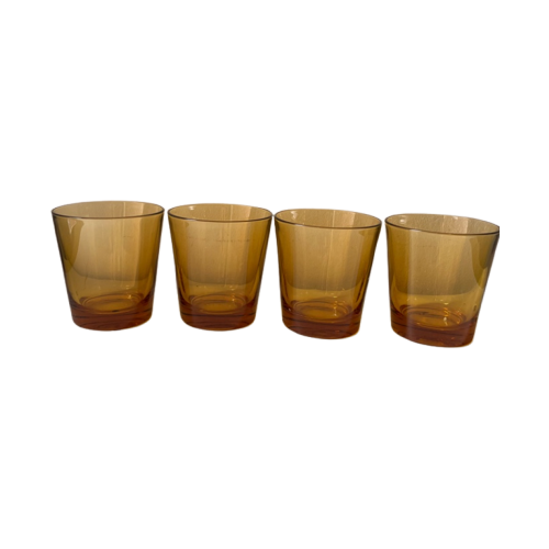 Amber Glas Glazen Whisky 4 X