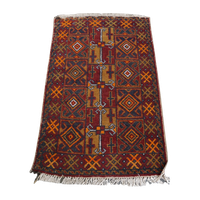 Uniek En Oud Oosters Vloerkleed Met Geweldige Kleuren En Onder Andere Oranje Details 135x81cm