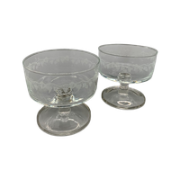 Set Vintage Coupe Glazen Druivenrank 70'S 2 Stuks