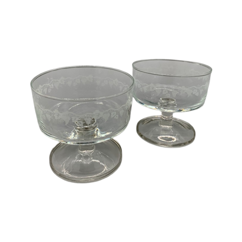 Set Vintage Coupe Glazen Druivenrank 70'S 2 Stuks