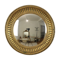Grote Ronde Houten Butlerspiegel Bolle Spiegel Heksenoog Goud