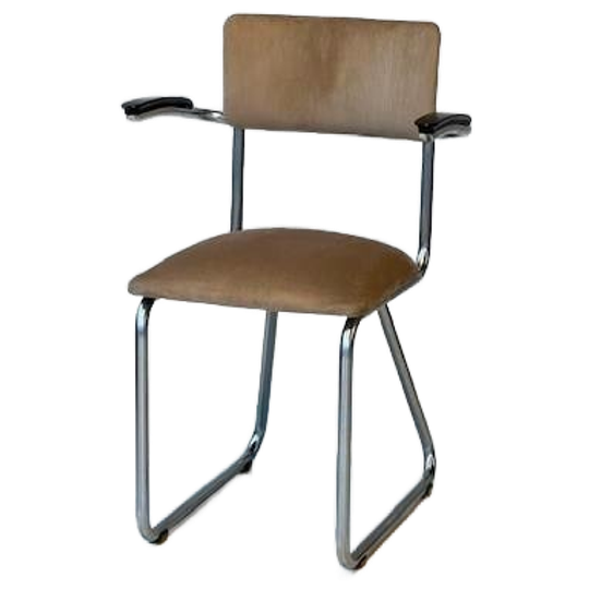 Ahrend | Eetkamerstoel Vintage Sledestoel Buisframestoel Beige 1