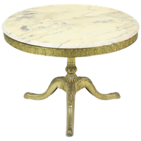 Mid Century Ronde Marmeren Salontafel Bijzettafel Messing