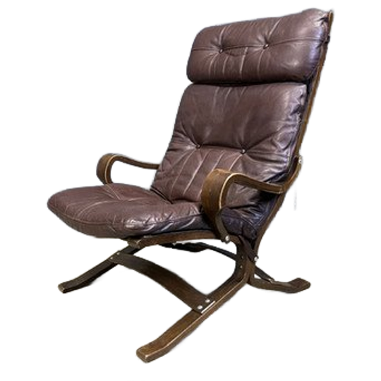 Vintage Scandinavian Leather And Bentwood Armchair, 1970s 1