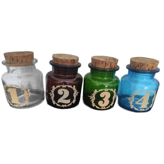Vintage Voorraadpotten Gekleurd Glas 4x 1