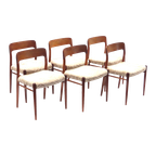 Set Van 6 Model 75 Stoelen Ontworpen Door Niels Möller Uit De Jaren '60 thumbnail 1
