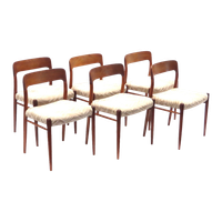 Set Van 6 Model 75 Stoelen Ontworpen Door Niels Möller Uit De Jaren '60