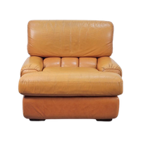 Vintage Fauteuil Leer Cognac '60 Mid Century Lounge Japandi