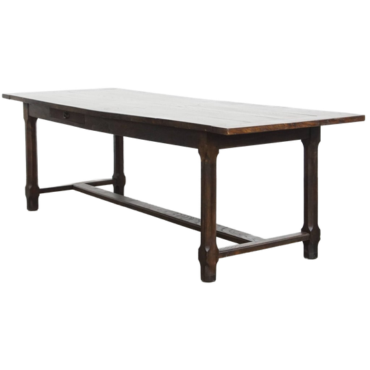 Prachtige Lange Antieke Engelse Iepenhouten Eettafel/ Vergadertafel Uit Begin 19e Eeuw 1