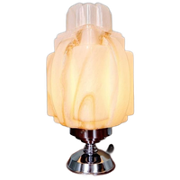 Art Deco Tafellamp, Type Wolkenkrabber, Opaline, 1930