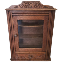 Frans Art Deco Eiken Hangkastje Met Lade, Jaren 30