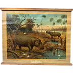 Vintage Linnen Schoolkaart – In Het Gebied Van De Bovennijl thumbnail 1