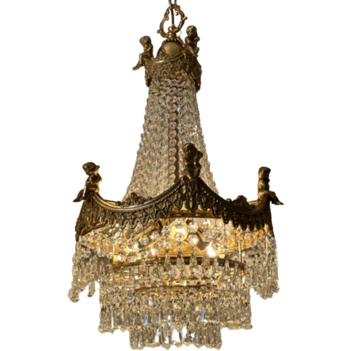 Peris Andreu Kroonluchter Kristal Swarovski Strass Hanglamp Putti