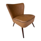 Retro Vintage Cocktail Stoel / Fauteuil Bruin Skai Leder thumbnail 1