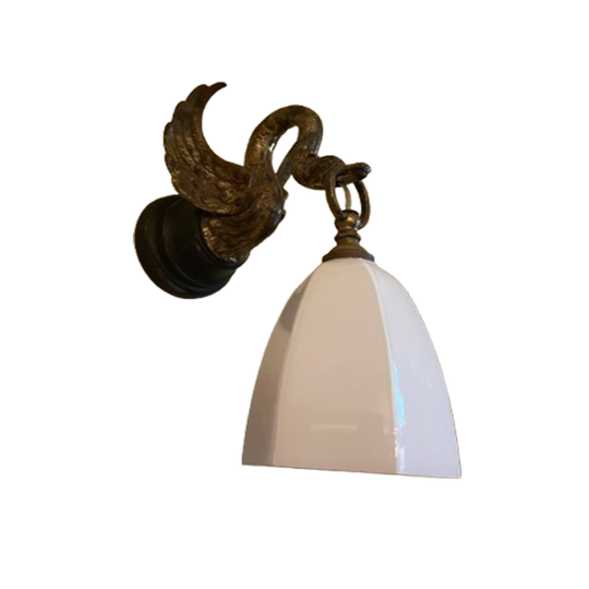 Douchelamp Wandlamp Muurlamp Met Zwaan Messing Frans 1