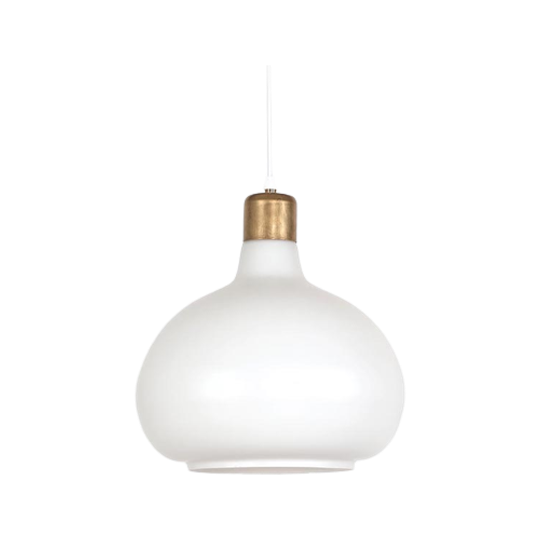 Vintage Wit Glazen Hanglamp Jaren 50 1
