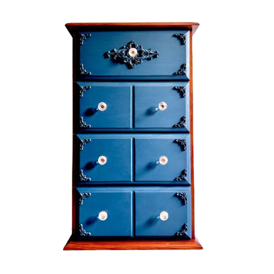 Donkerblauw Ladekastje Met Ornamenten 1