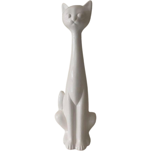 Jaren 80 Groot Beeld Van Kat , 52 Cm